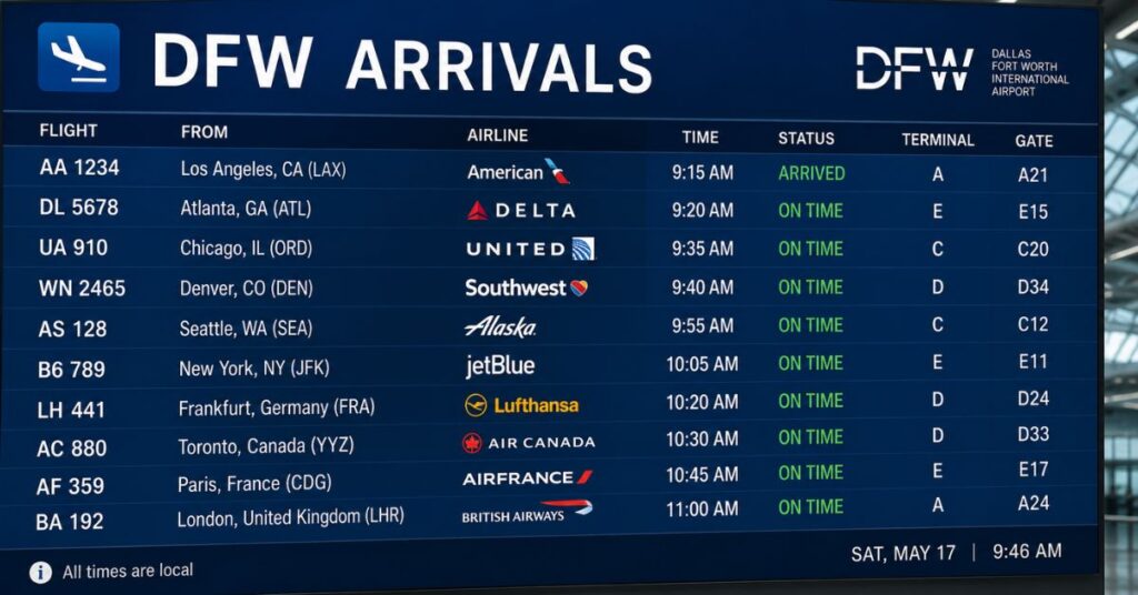 DFW Arrivals Board