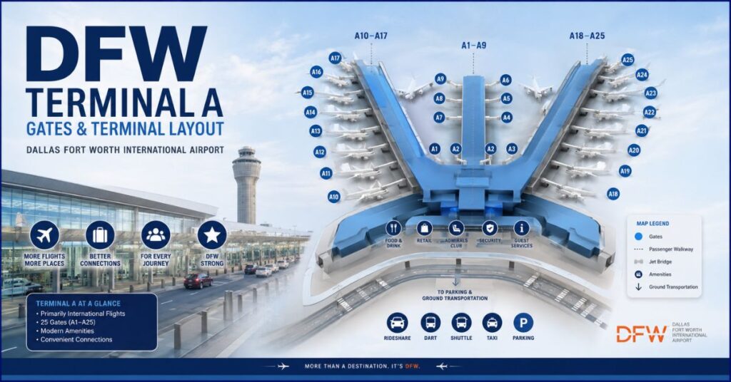 Terminal A layout at DFW Airport