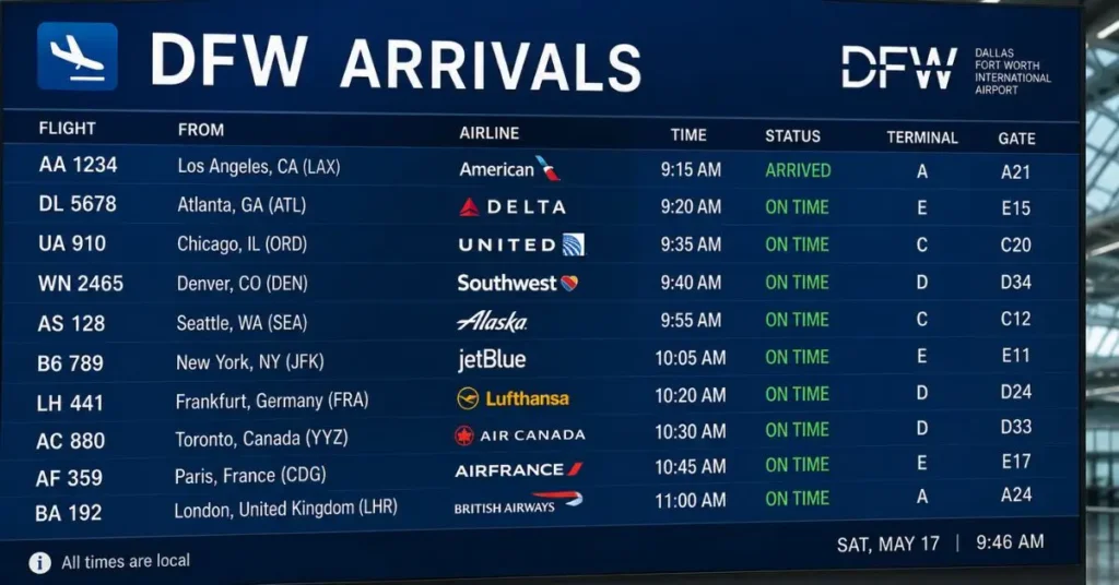 DFW Arrivals Board