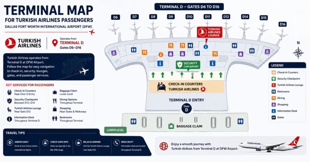 Turkish Airlines DFW Terminal Map  